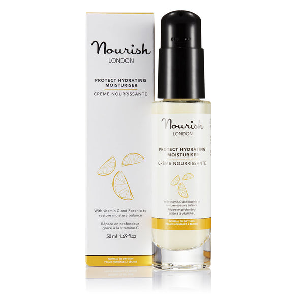 Nourish London Cream/Gold/Green Protect Hydrating Moisturiser With Vitamin C & Rosehip