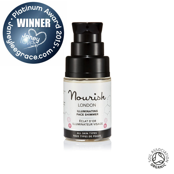 Nourish London Illuminating Face Shimmer Organic Certified Award Winning Skincare: Winner The Janey Lee Loves 2015 Platinum Awards, Highly Commended Natural Health Magazine International Beauty Awards 2014