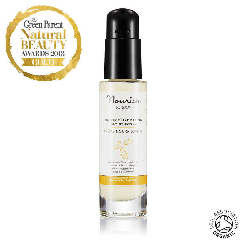 Nourish London Protect Hydrating Moisturiser Organic Certified Award Winning Skincare: Gold Award Best Day Moisturiser The Green Parent Natural Beauty Awards 2018